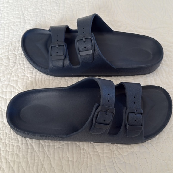 Black Double Strap Sandals - Picture 1 of 6
